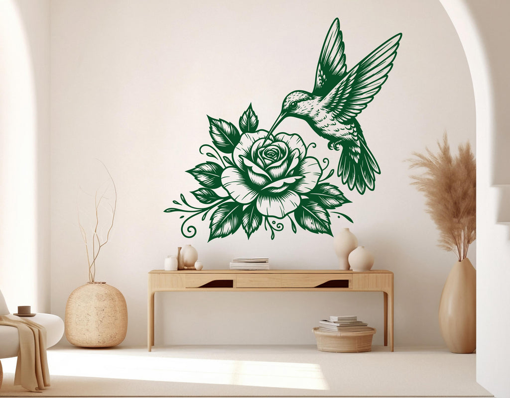 Hummingbird Flowers wall decor Rose Decals Hummingbird Art wall Art Stickers Home Interior Design Murals Gifts Decoration 1089RS