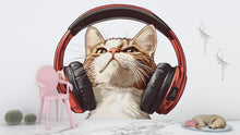 Load image into Gallery viewer, Cat Sticker, Headphone Cat, Cute Kitty Decal, Funny Cat Sticker, Pet Lover Gift, Laptop Sticker, Water Bottle Decal, 261gm