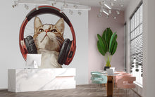 Load image into Gallery viewer, Cat Sticker, Headphone Cat, Cute Kitty Decal, Funny Cat Sticker, Pet Lover Gift, Laptop Sticker, Water Bottle Decal, 261gm
