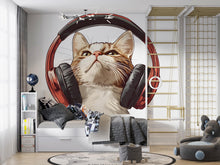 Load image into Gallery viewer, Cat Sticker, Headphone Cat, Cute Kitty Decal, Funny Cat Sticker, Pet Lover Gift, Laptop Sticker, Water Bottle Decal, 261gm