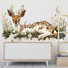 Load image into Gallery viewer, Deer Sticker, Floral Fawn Decal, Woodland Animal Sticker, Boho Nursery Decal, Cute Forest Animal, Laptop Sticker Gift, 262gm