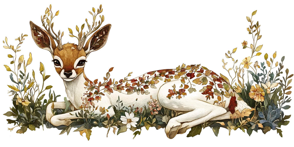 Deer Sticker, Floral Fawn Decal, Woodland Animal Sticker, Boho Nursery Decal, Cute Forest Animal, Laptop Sticker Gift, 262gm