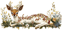 Load image into Gallery viewer, Deer Sticker, Floral Fawn Decal, Woodland Animal Sticker, Boho Nursery Decal, Cute Forest Animal, Laptop Sticker Gift, 262gm