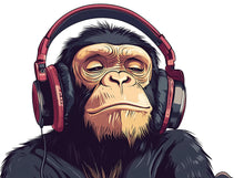 Load image into Gallery viewer, Monkey Sticker, Chimp Decal, Headphone Ape, Funny Animal Sticker, Cool Monkey Art, Laptop Decal, Water Bottle Gift, 266gm