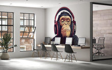 Load image into Gallery viewer, Monkey Sticker, Chimp Decal, Headphone Ape, Funny Animal Sticker, Cool Monkey Art, Laptop Decal, Water Bottle Gift, 266gm