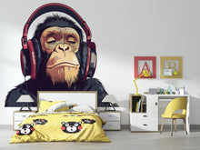 Load image into Gallery viewer, Monkey Sticker, Chimp Decal, Headphone Ape, Funny Animal Sticker, Cool Monkey Art, Laptop Decal, Water Bottle Gift, 266gm