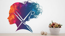 Load image into Gallery viewer, Hair Stylist Sticker, Salon Decal, Colorful Beauty Sticker, Hairdresser Gift, Scissors Art, Cosmetology Decal, Laptop Sticker, 269gm
