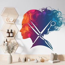 Load image into Gallery viewer, Hair Stylist Sticker, Salon Decal, Colorful Beauty Sticker, Hairdresser Gift, Scissors Art, Cosmetology Decal, Laptop Sticker, 269gm