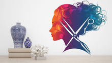 Load image into Gallery viewer, Hair Stylist Sticker, Salon Decal, Colorful Beauty Sticker, Hairdresser Gift, Scissors Art, Cosmetology Decal, Laptop Sticker, 269gm