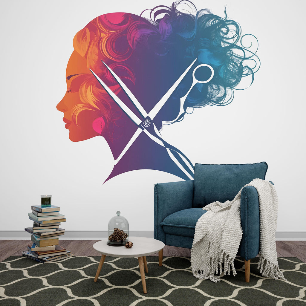 Hair Stylist Sticker, Salon Decal, Colorful Beauty Sticker, Hairdresser Gift, Scissors Art, Cosmetology Decal, Laptop Sticker, 269gm