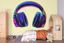 Load image into Gallery viewer, Headphones Sticker, Neon Headset Decal, Gamer Sticker, Music Lover Gift, DJ Headphones Art, Laptop Sticker, Water Bottle, 270gm