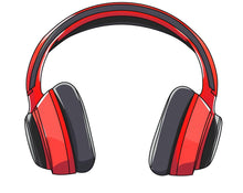Load image into Gallery viewer, Headphones Sticker, Red Headset Decal, Gamer Sticker, Music Lover Gift, DJ Headphones Art, Laptop Sticker, Water Bottle, 271gm