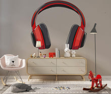 Load image into Gallery viewer, Headphones Sticker, Red Headset Decal, Gamer Sticker, Music Lover Gift, DJ Headphones Art, Laptop Sticker, Water Bottle, 271gm