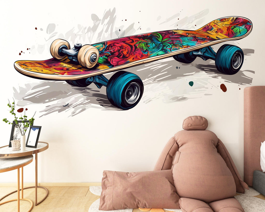 Skateboard Sticker, Skate Deck Decal, Colorful Skate Art, Skater Gift, Cool Board Sticker, Laptop Decal, Water Bottle, 272gm