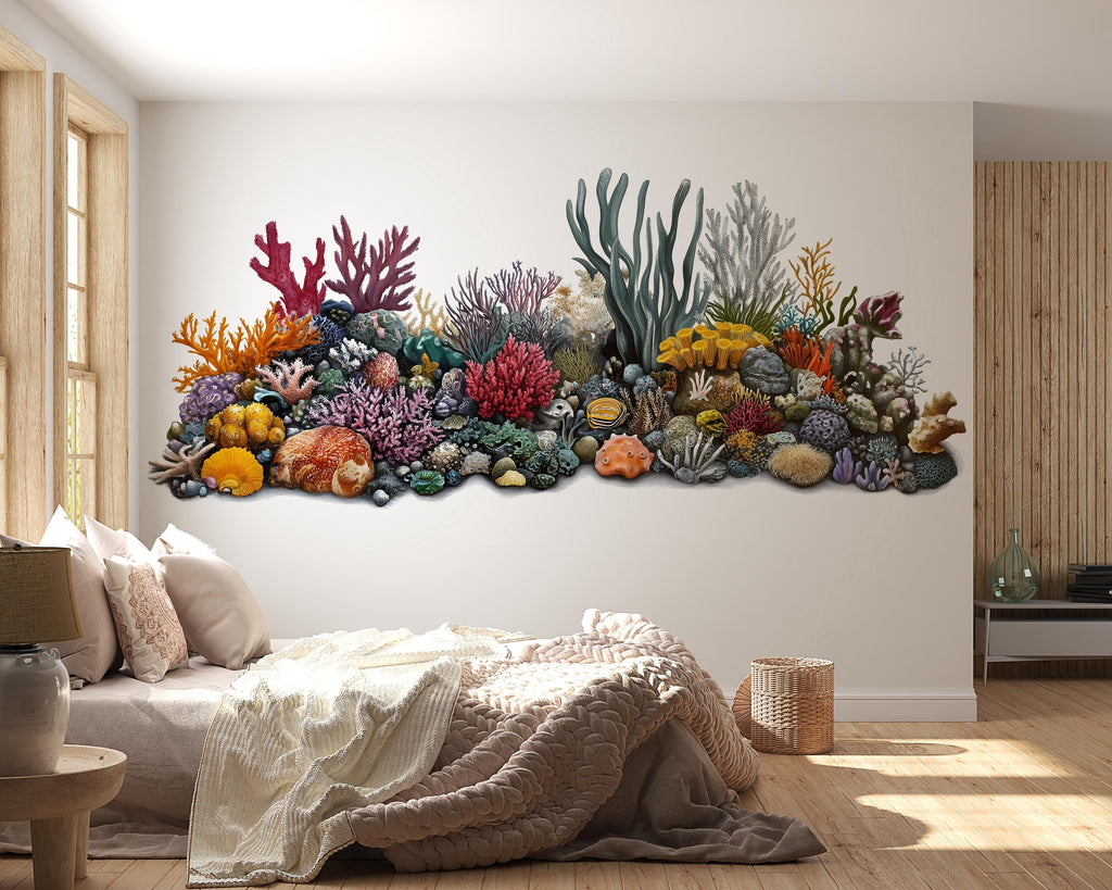 Coral Reef Sticker, Ocean Decal, Sea Life Sticker, Underwater Art, Marine Life Gift, Laptop Sticker, Water Bottle, 273gm