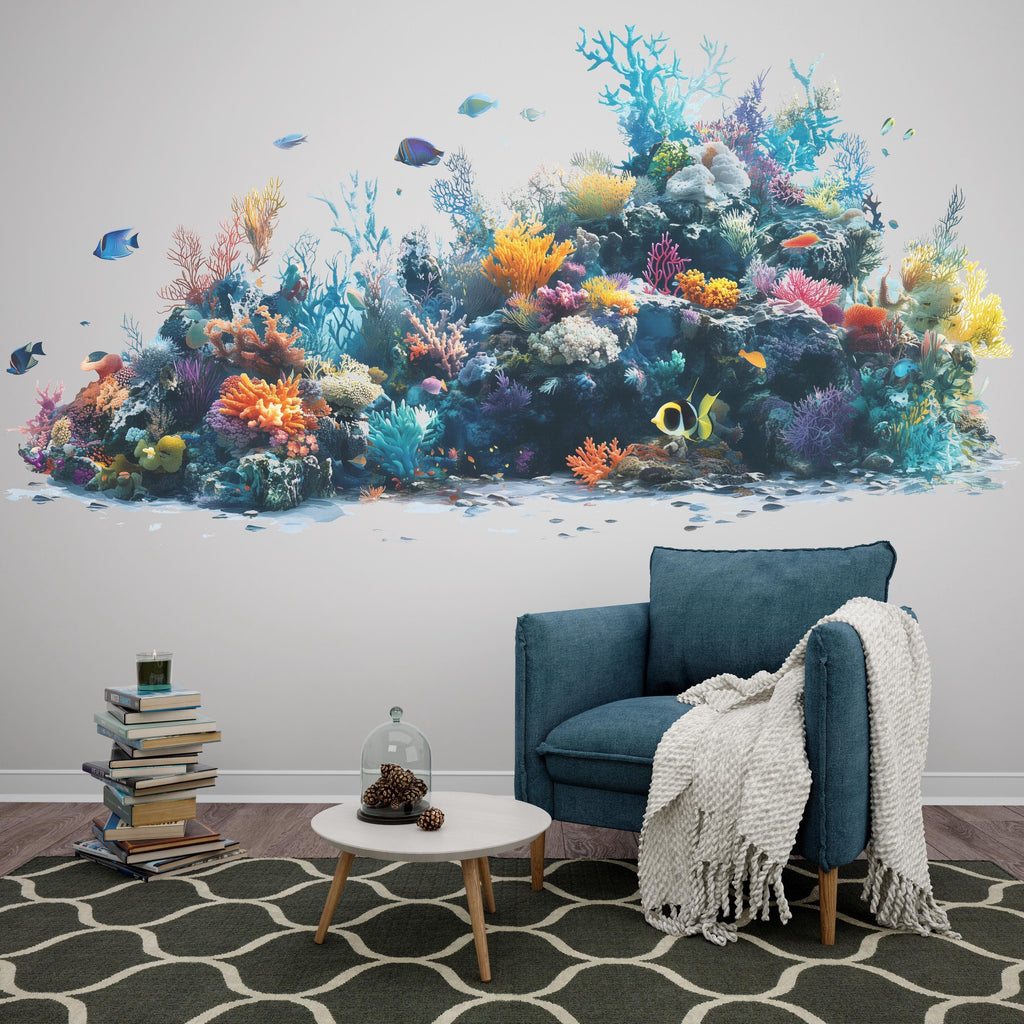Coral Reef Sticker, Ocean Life Decal, Sea Life Sticker, Underwater Art, Marine Life Gift, Laptop Sticker, Water Bottle, 275gm