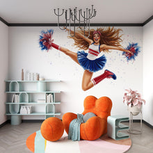 Load image into Gallery viewer, Cheerleader Sticker, Patriotic Cheer Decal, Pom Pom Girl Sticker, Dance Team Gift, Sports Girl Art, Laptop Sticker, 277gm