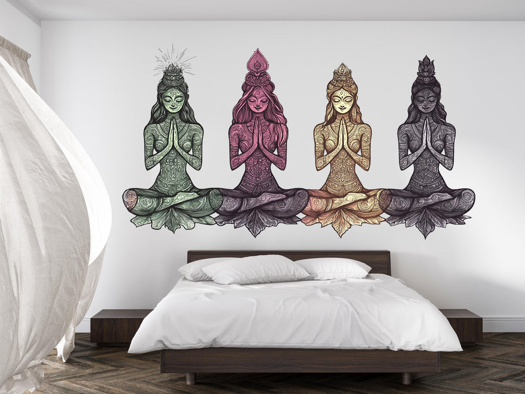 Yoga Goddess Sticker, Meditation Decal, Boho Spiritual Art, Zen Woman Sticker, Chakra Decor, Laptop Sticker, Water Bottle, 278gm