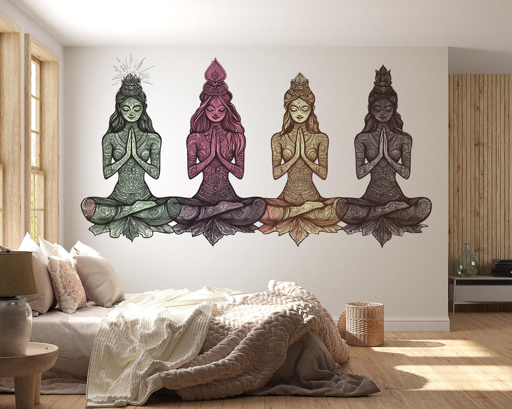 Yoga Goddess Sticker, Meditation Decal, Boho Spiritual Art, Zen Woman Sticker, Chakra Decor, Laptop Sticker, Water Bottle, 278gm
