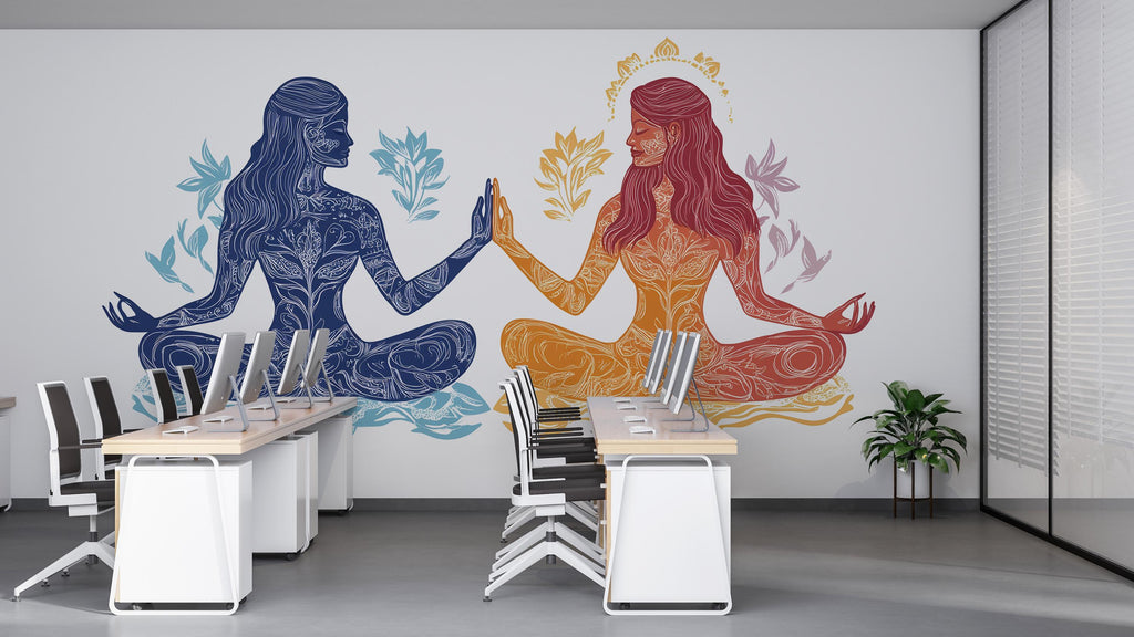 Yoga Sticker, Meditation Women Decal, Spiritual Art Sticker, Boho Zen Gift, Feminine Yoga Art, Laptop Sticker, 279gm