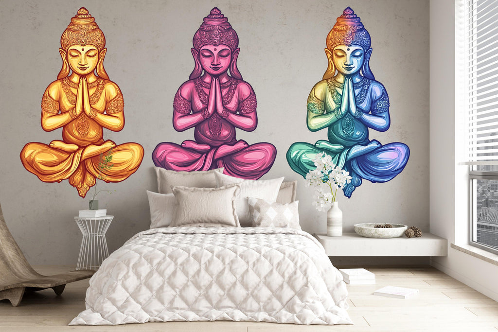 Buddha Sticker, Meditation Decal, Spiritual Yoga Art, Zen Wall Style, Boho Mindful Gift, Laptop Sticker, Water Bottle, 283gm