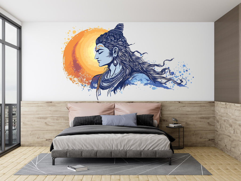 Shiva Sticker, Hindu Art Decal, Spiritual Yoga Sticker, Meditation Gift, Blue Shiva Art, Laptop Sticker, Water Bottle, 286gm