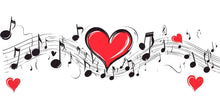 Load image into Gallery viewer, Music Heart Sticker, Love Music Decal, Musical Notes Sticker, Music Wall Decal, Music Lover Gift, Heart Note Art, 300gm