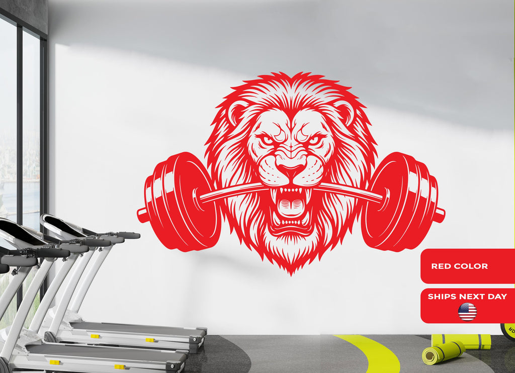Lion Gym Wall Decor Lion Fitness Wall Art Lion Gym Wall Decals Lion Wall Decal Crossfit Gifts Home Gym Wall Sticker Gym 1102RS