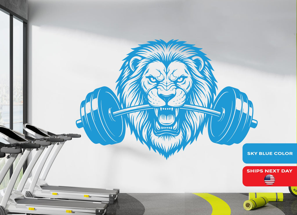 Lion Gym Wall Decor Lion Fitness Wall Art Lion Gym Wall Decals Lion Wall Decal Crossfit Gifts Home Gym Wall Sticker Gym 1102RS