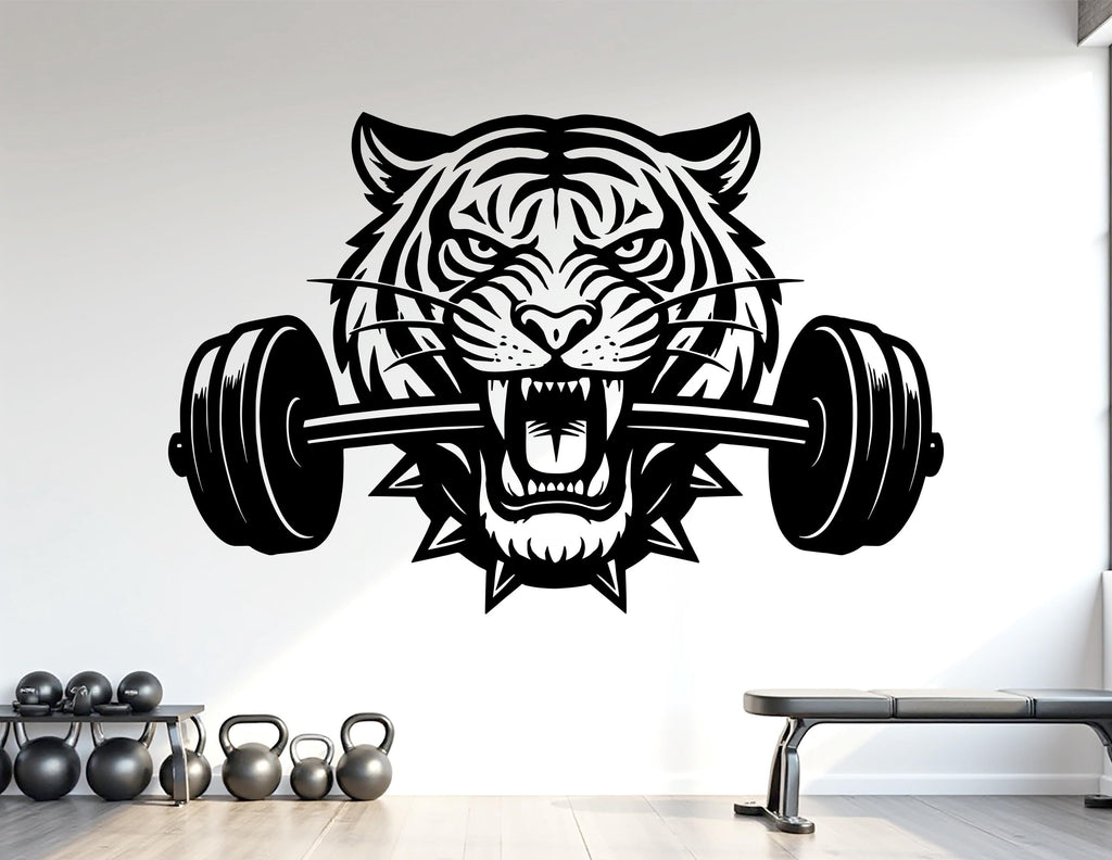 Tiger Gym Wall Decal Custom fitness Decor Workout Art Vinyl Tiger Lover Strong Gym Wall Stickers Bedroom Workout Motivation Crossfit 1103RS