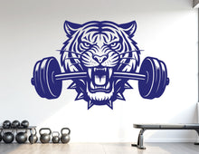 Load image into Gallery viewer, Tiger Gym Wall Decal Custom fitness Decor Workout Art Vinyl Tiger Lover Strong Gym Wall Stickers Bedroom Workout Motivation Crossfit 1103RS