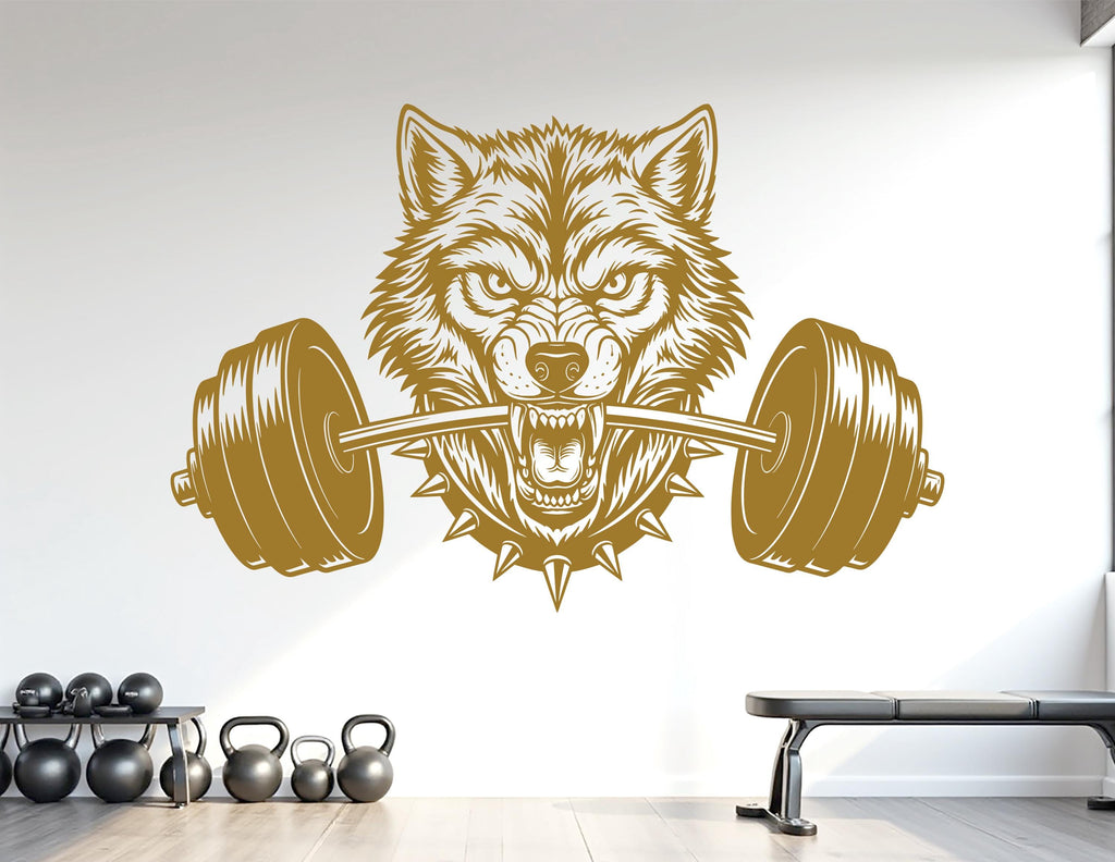 Wolf Gym Wall Decal Custom fitness Decor Workout Art Vinyl Wolf Lover Strong Gym Wall Stickers Bedroom Workout Motivation Crossfit 1104RS