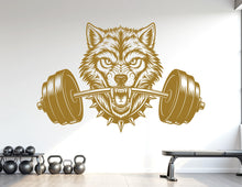 Load image into Gallery viewer, Wolf Gym Wall Decal Custom fitness Decor Workout Art Vinyl Wolf Lover Strong Gym Wall Stickers Bedroom Workout Motivation Crossfit 1104RS