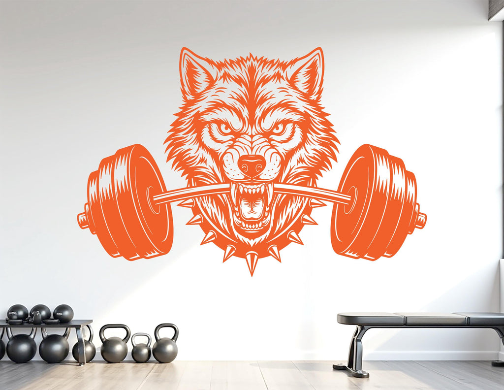 Wolf Gym Wall Decal Custom fitness Decor Workout Art Vinyl Wolf Lover Strong Gym Wall Stickers Bedroom Workout Motivation Crossfit 1104RS