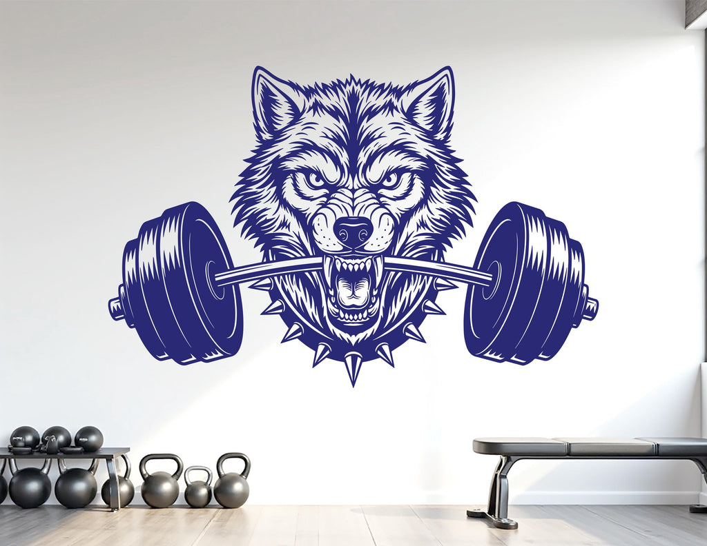 Wolf Gym Wall Decal Custom fitness Decor Workout Art Vinyl Wolf Lover Strong Gym Wall Stickers Bedroom Workout Motivation Crossfit 1104RS