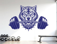 Load image into Gallery viewer, Wolf Gym Wall Decal Custom fitness Decor Workout Art Vinyl Wolf Lover Strong Gym Wall Stickers Bedroom Workout Motivation Crossfit 1104RS