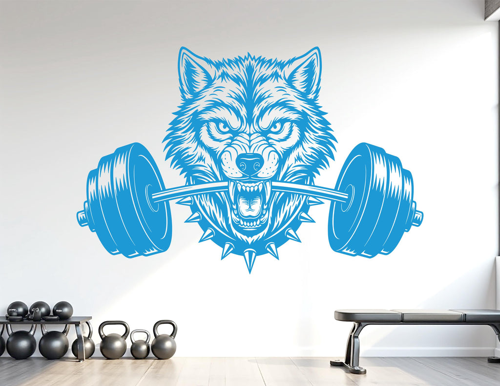 Wolf Gym Wall Decal Custom fitness Decor Workout Art Vinyl Wolf Lover Strong Gym Wall Stickers Bedroom Workout Motivation Crossfit 1104RS