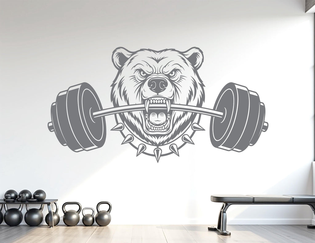 Bear Gym Wall Decal Custom fitness Decor Workout Art Vinyl Bear Lover Strong Gym Wall Stickers Bedroom Workout Motivation Crossfit 1105RS