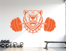 Load image into Gallery viewer, Bear Gym Wall Decal Custom fitness Decor Workout Art Vinyl Bear Lover Strong Gym Wall Stickers Bedroom Workout Motivation Crossfit 1105RS