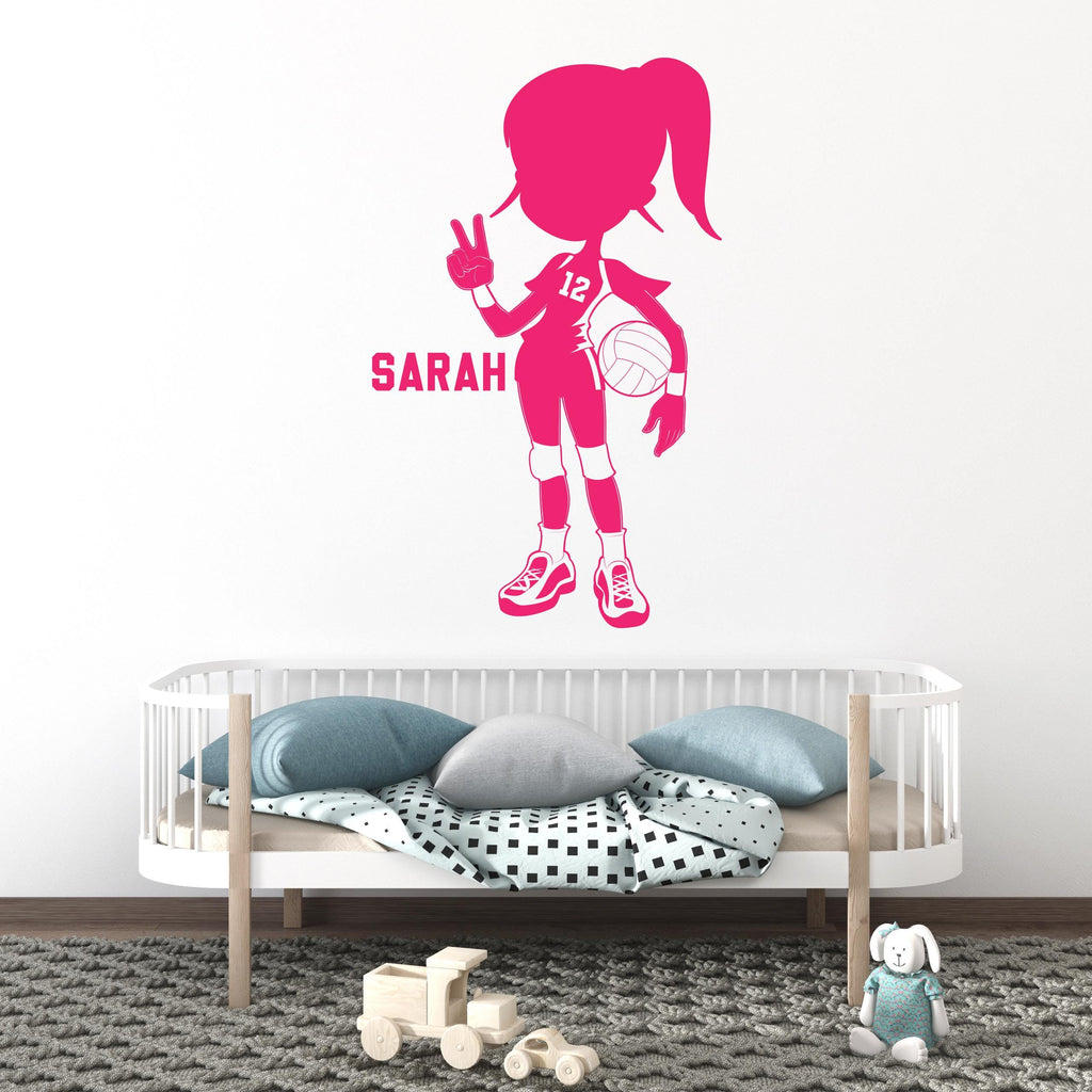 Custom Name Volleyball Girl wall decal Sport Wall Decal Kids Decal Personalized Gifts wall Vinyl Wall Sticker Boy Room Teen Girl Decor 696LU