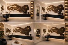 Load image into Gallery viewer, Hair Silhouette Wall Decal Beauty Salon Wall Sticker Gold Sparkle Hair Art Luxury Salon Decor Hairdresser Wall Decal Modern Beauty Room