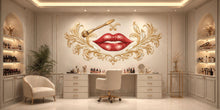 Load image into Gallery viewer, Luxury Lips Wall Decal Makeup Brush Wall Sticker Beauty Salon Wall Decor Elegant Baroque Wall Art Makeup Artist Studio Decor Glam Beauty