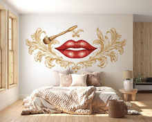 Load image into Gallery viewer, Luxury Lips Wall Decal Makeup Brush Wall Sticker Beauty Salon Wall Decor Elegant Baroque Wall Art Makeup Artist Studio Decor Glam Beauty