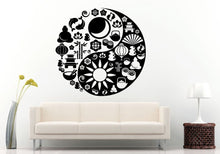 Load image into Gallery viewer, Yin Yang Symbol Mad Of Zen And Oriental Icons Namaste Buddha Pagoda Yoga Wall Decal Vinyl Sticker Mural Room Decor L669