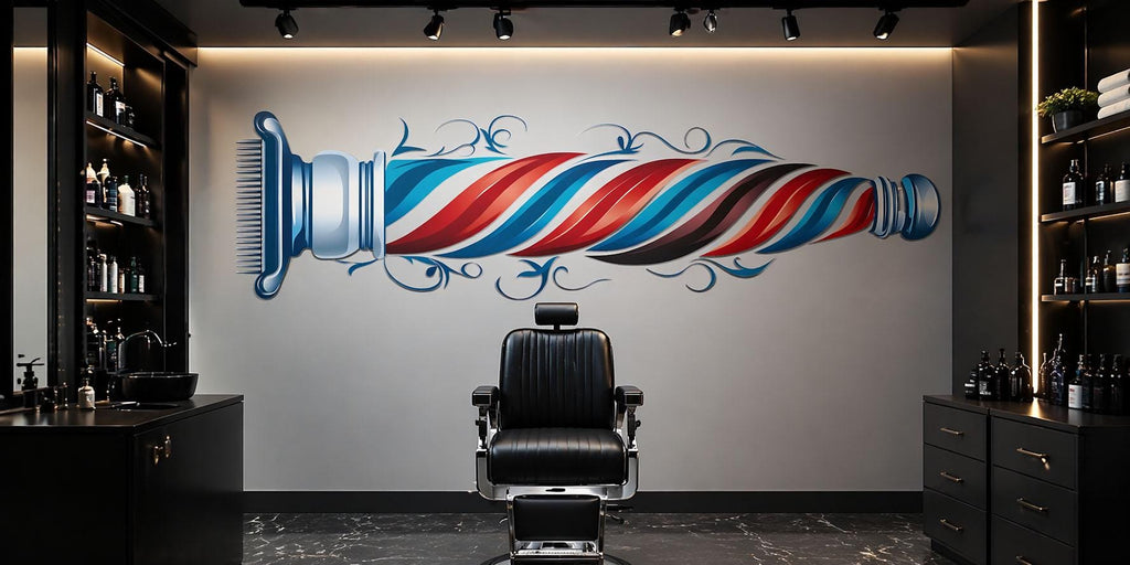 Barber Pole Wall Decal Barbershop Wall Sticker Barber Shop Decor Hair Salon Wall Art Vintage Barber Wall Decal Mens Grooming Studio Decor