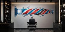 Load image into Gallery viewer, Barber Pole Wall Decal Barbershop Wall Sticker Barber Shop Decor Hair Salon Wall Art Vintage Barber Wall Decal Mens Grooming Studio Decor