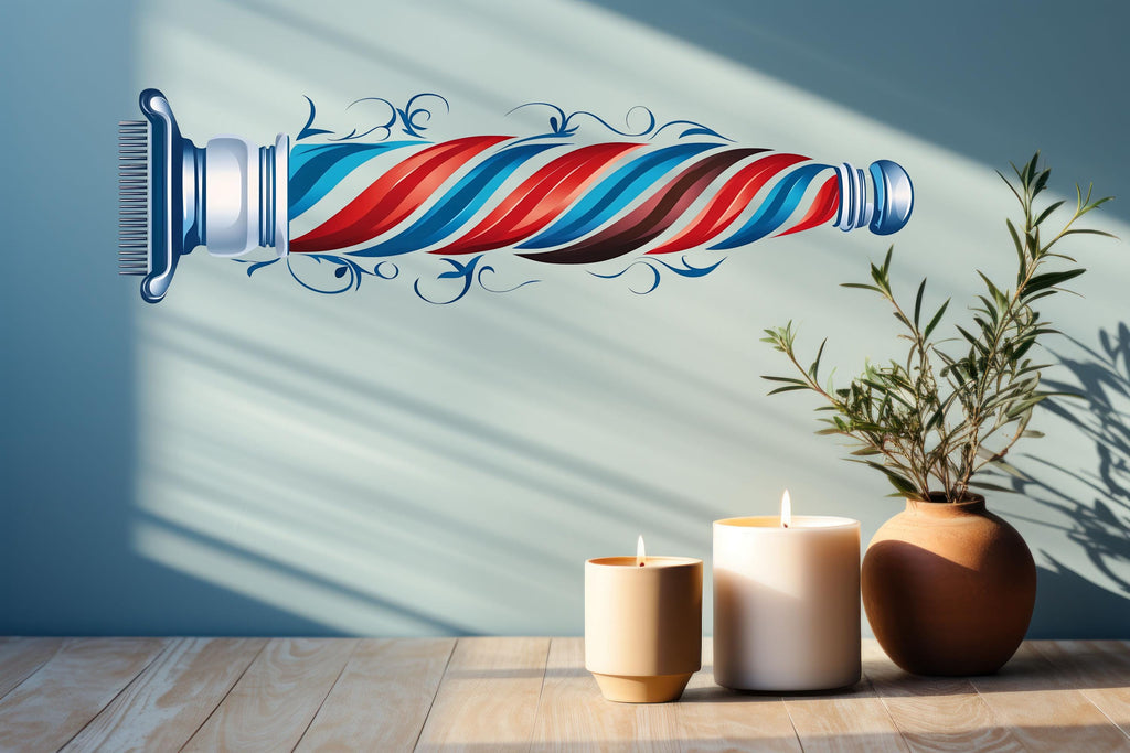 Barber Pole Wall Decal Barbershop Wall Sticker Barber Shop Decor Hair Salon Wall Art Vintage Barber Wall Decal Mens Grooming Studio Decor