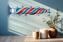 Load image into Gallery viewer, Barber Pole Wall Decal Barbershop Wall Sticker Barber Shop Decor Hair Salon Wall Art Vintage Barber Wall Decal Mens Grooming Studio Decor