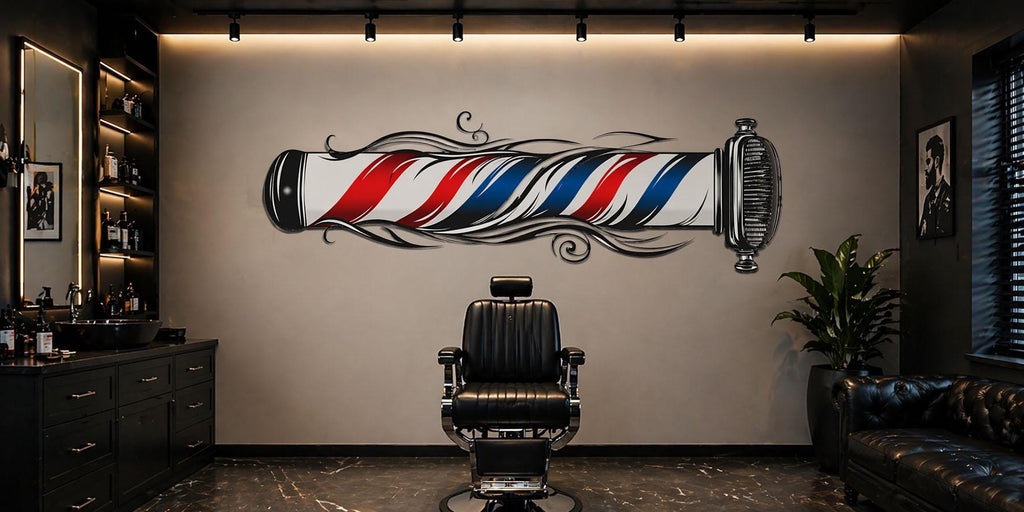 Barber Pole Wall Decal, Barbershop Wall Decor, Vintage Barber Shop Sticker, Hair Salon Wall Art, Mens Grooming Studio Decor