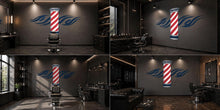Load image into Gallery viewer, Barber Pole Wall Decal With Flames, Barbershop Wall Decor, Hair Salon Sticker, Classic Barber Shop Wall Art, Mens Grooming Studio Decor